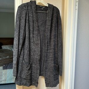 Barefoot dreams, size, large, gray, hooded cardigan sweater